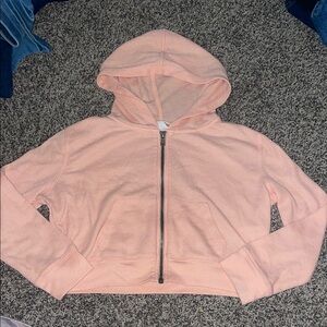 Cozy Peach Cropped Hooded Sweater for Kids